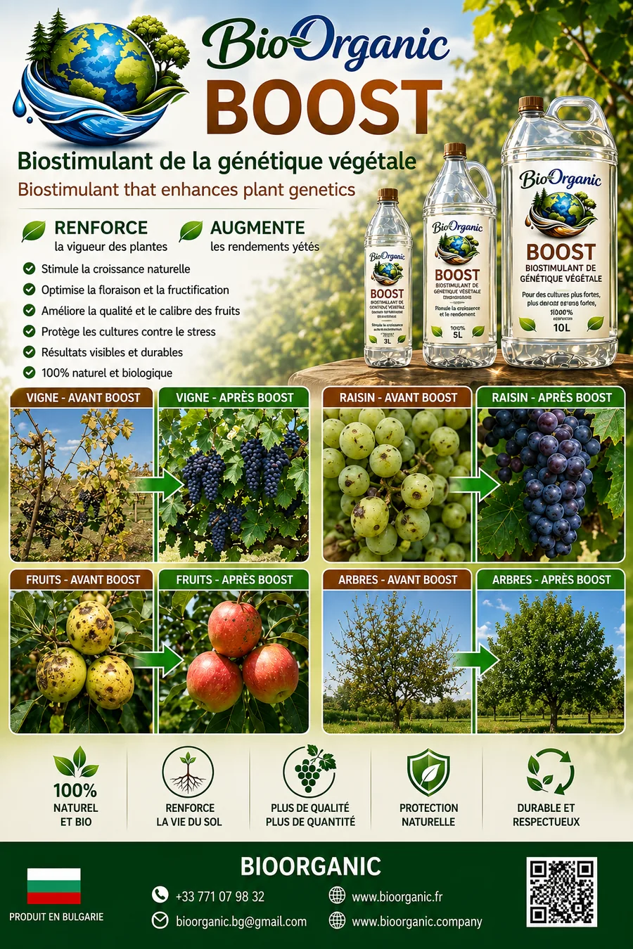 BOOST — comparaisons avant/après sur vignes, raisins, fruits et arbres